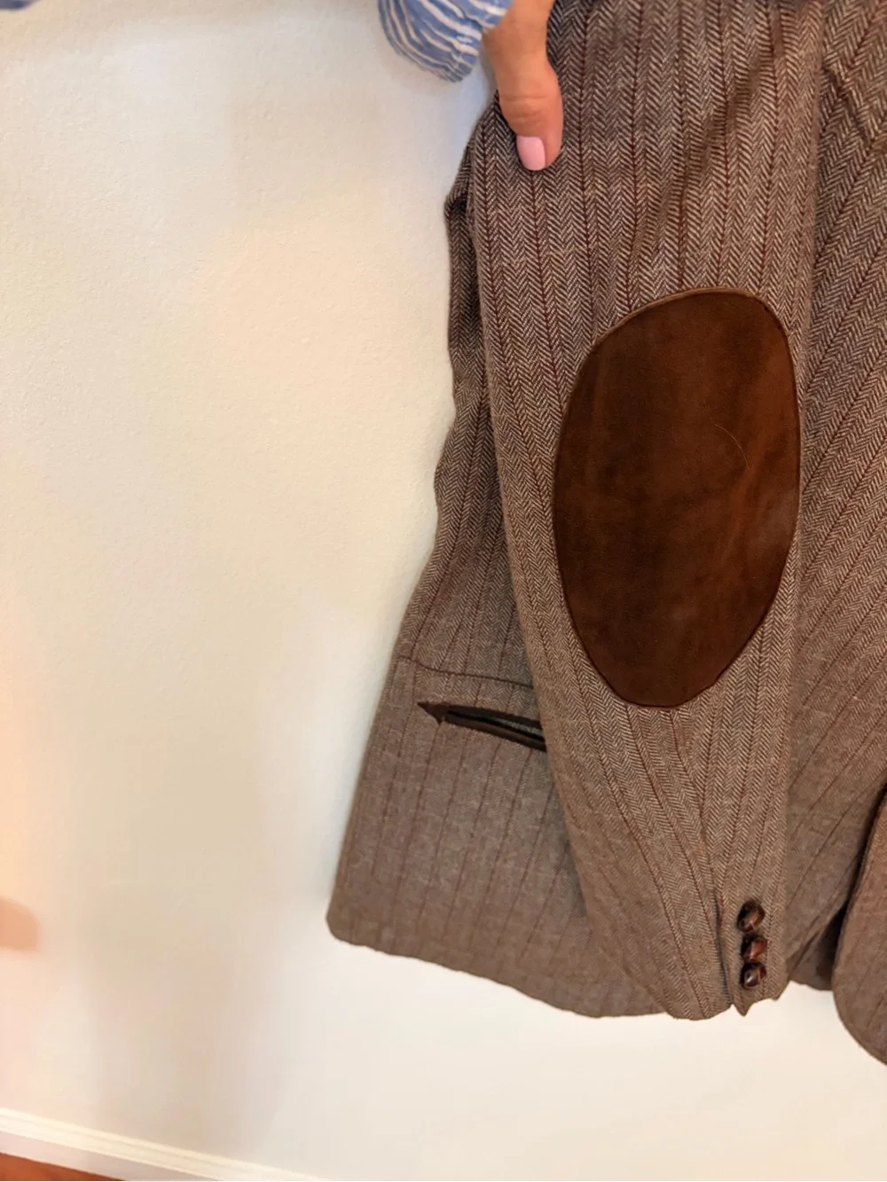 Circle G Brown Tweed Sport Coat with Leather Accents 100% Wool
